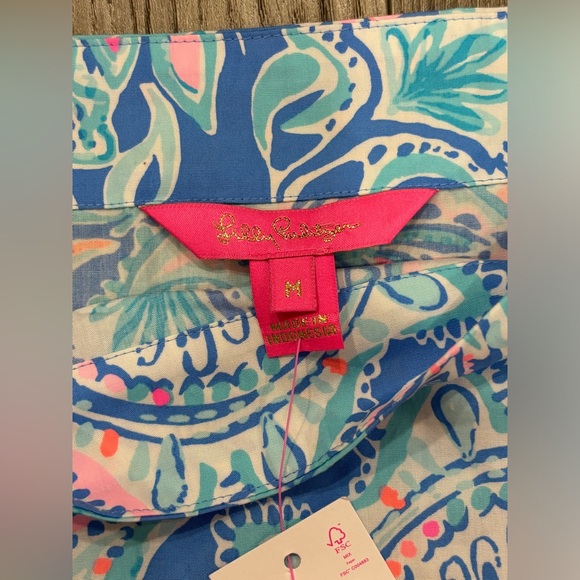 COPY - NWT Lilly Pulitzer Top Tamara Off-the-Shoulder Blue Pink Fish Women’s Si… - Picture 5 of 14